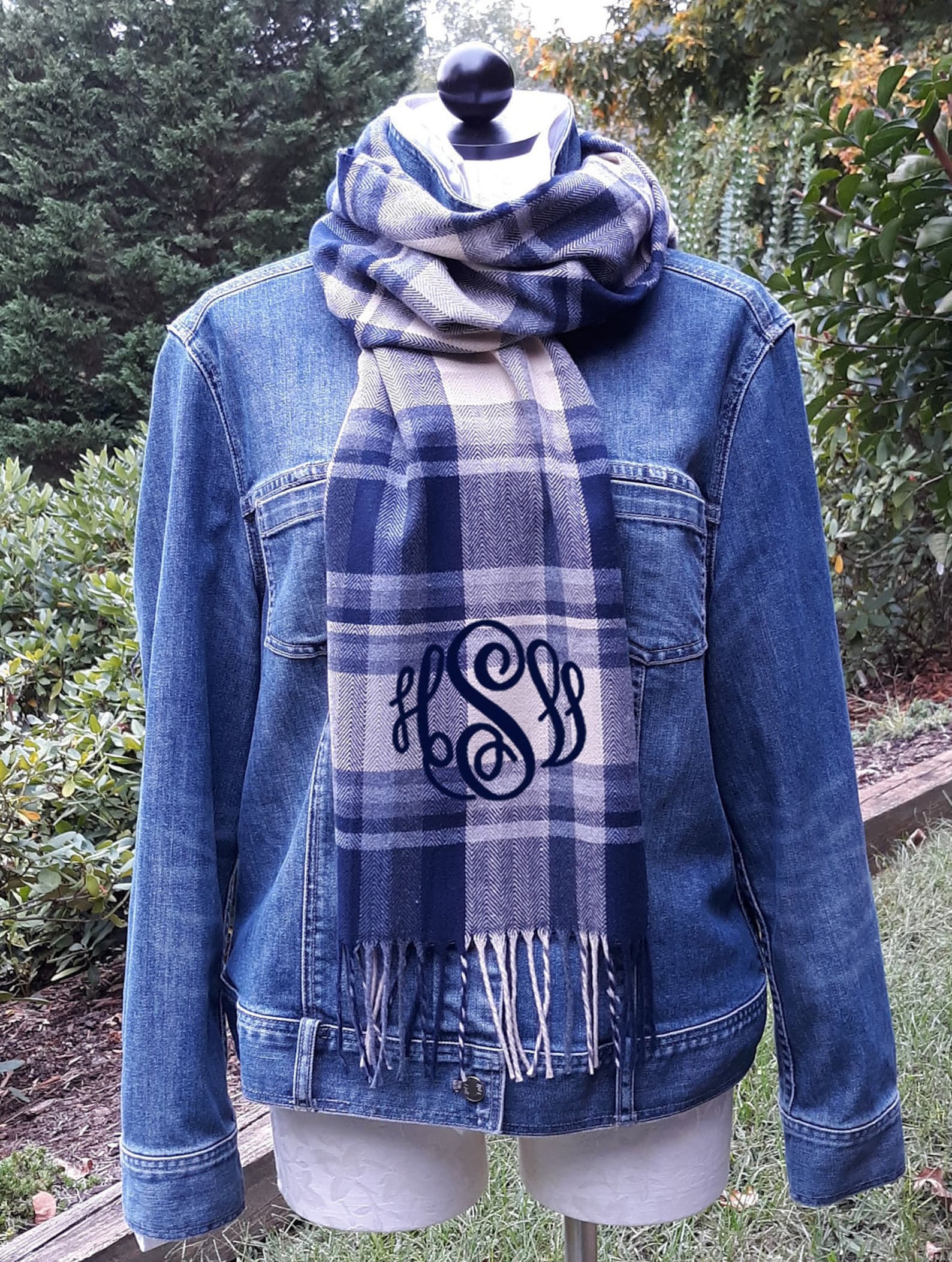Monogrammed Scarves Personalized Scarf Monogram Scarf Etsy