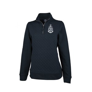Quilted Sweatshirt with Embroidered Monogram, quilted quarter zip monogrammed, quilted pullover monogram