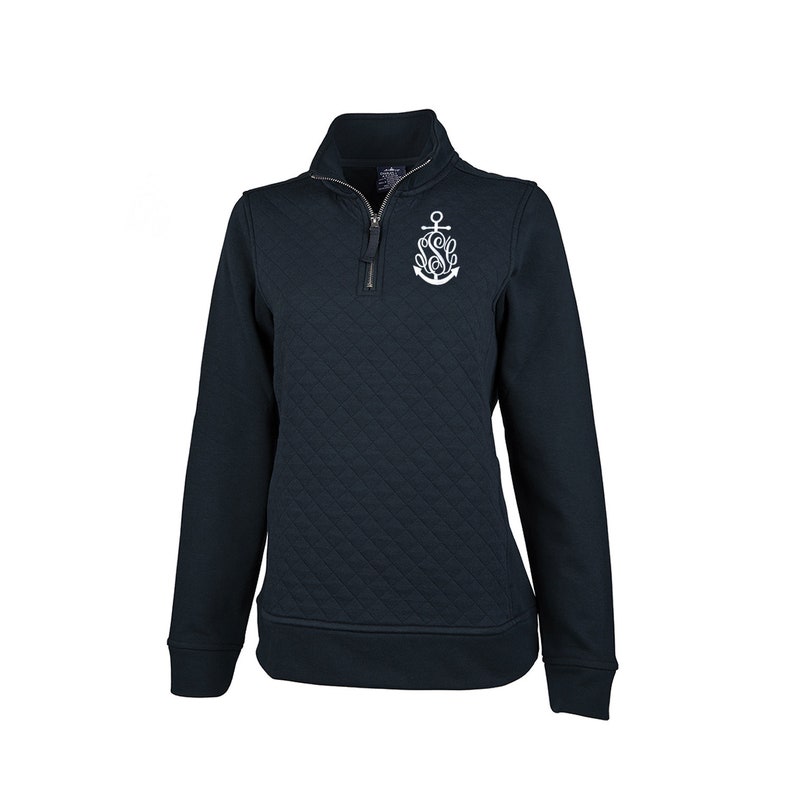 Quilted Sweatshirt with Embroidered Monogram, quilted quarter zip monogrammed, quilted pullover monogram