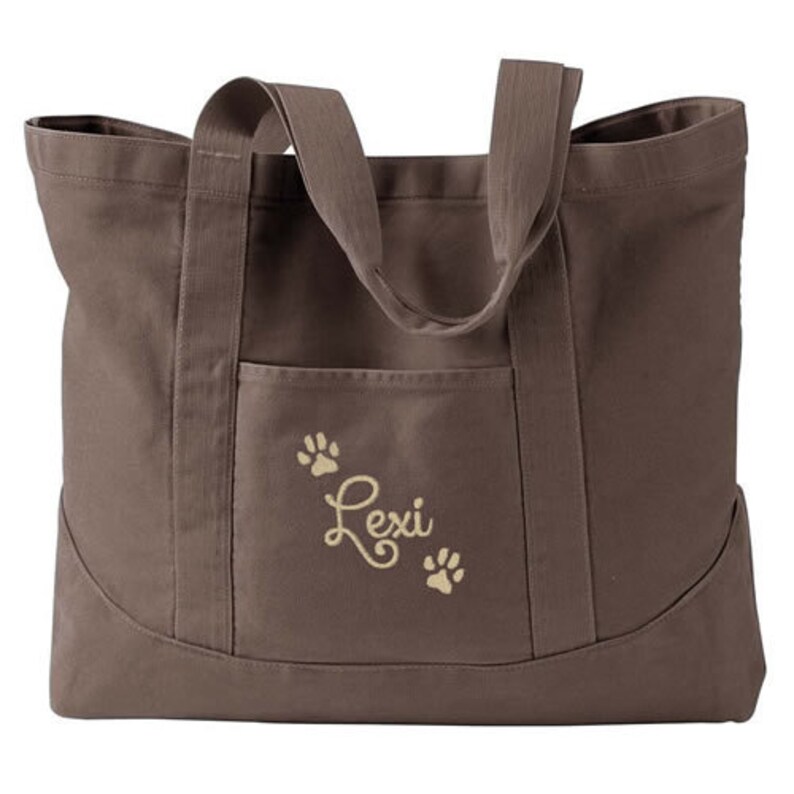 Dog Paw Print Tote With Name Large Pet Tote Bag 7 Tote Bag Etsy