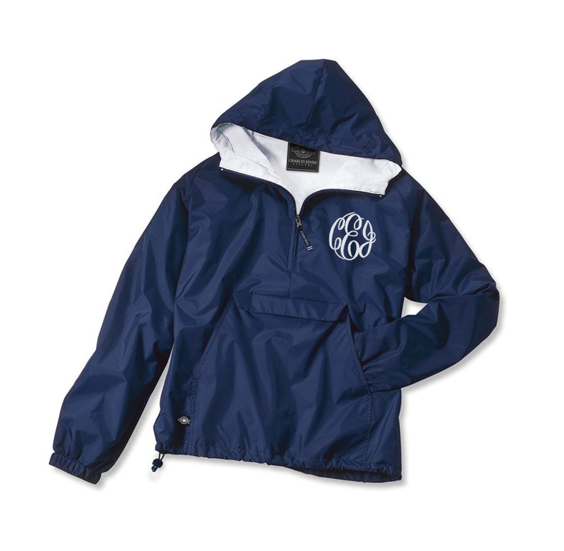 Pullover Windbreaker Jacket Monogram, Monogrammed Jacket, Monogram Windbreaker, Monogram Pullover, Charles River Jacket afbeelding 2