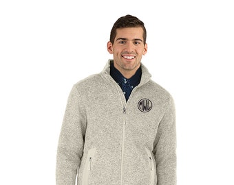 Personalized Men's Knit Sweater Jacket Embroidered with any Name or Monogram, Jacket for man, Men's Monogrammed Jacket