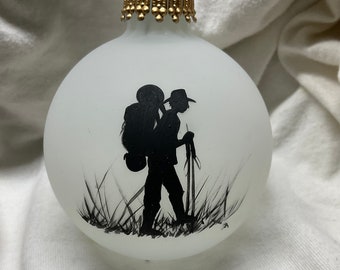 backpacker hand painted ornament, hiker, backpacking, personalize
