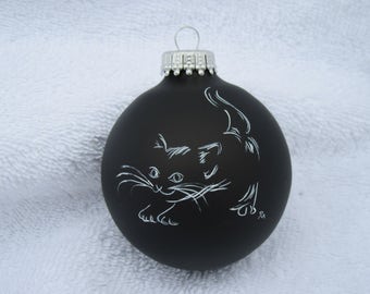 Personalized cat pet ornament sketch cat Christmas balls personalized glass ball ornament cat lover gift cat Christmas ornament hand painted