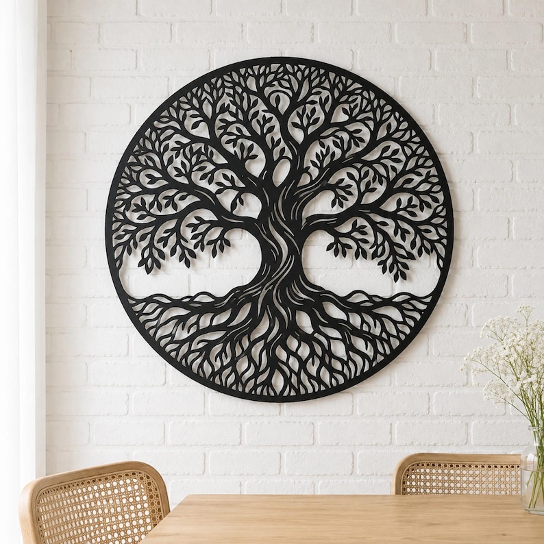 Tree of Life With Branches and Roots Metal Wall Art - Etsy