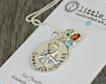 Beachy Mom Jewelry  Custom Sterling Silver Hand Stamped Seaside Infinity Necklace