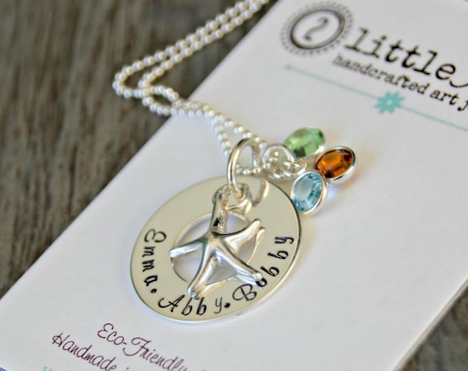 Featured listing image: Beachy Mom Jewelry  Custom Sterling Silver Hand Stamped Seaside Infinity Necklace