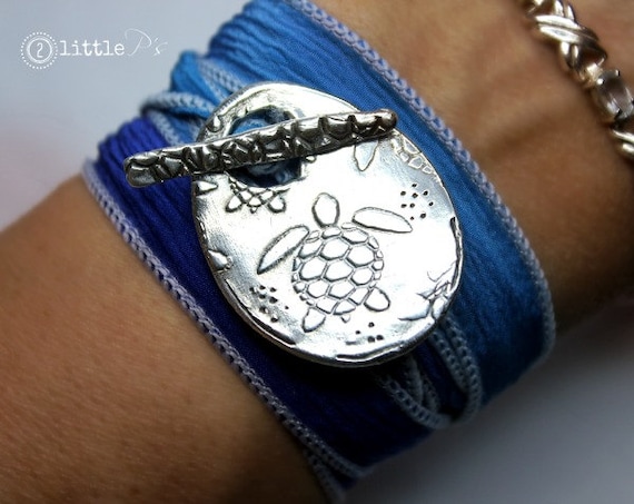 Sea Turtle Jewelry Nautical Jewelry Blue Turtle Silk Wrap | Etsy