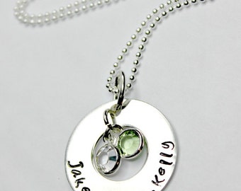 Mom Jewelry  Handstamped Sterling Silver Infinity Necklace for Mothers and Grandmothers