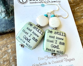 Christian Jewelry Earrings Psalms 46:10 Be Still and Know Faith Earrings Christian Earrings