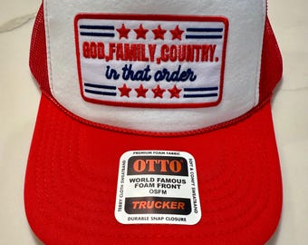 God Family Country Embroidered Trucker Hat - Otto Brand