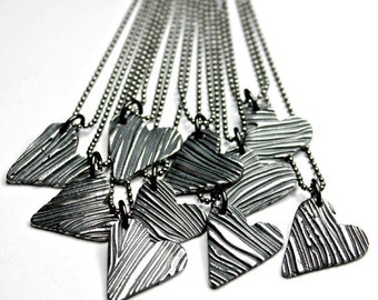 Tree Bark Heart Necklace: Sterling Silver Valentine's Gift