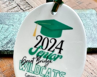 Senior Class, GREAT BRIDGE WILDCATS ornament Celebrate 2024 Senior Graduation Party Ornament Class of 2024 Green and Gold forever