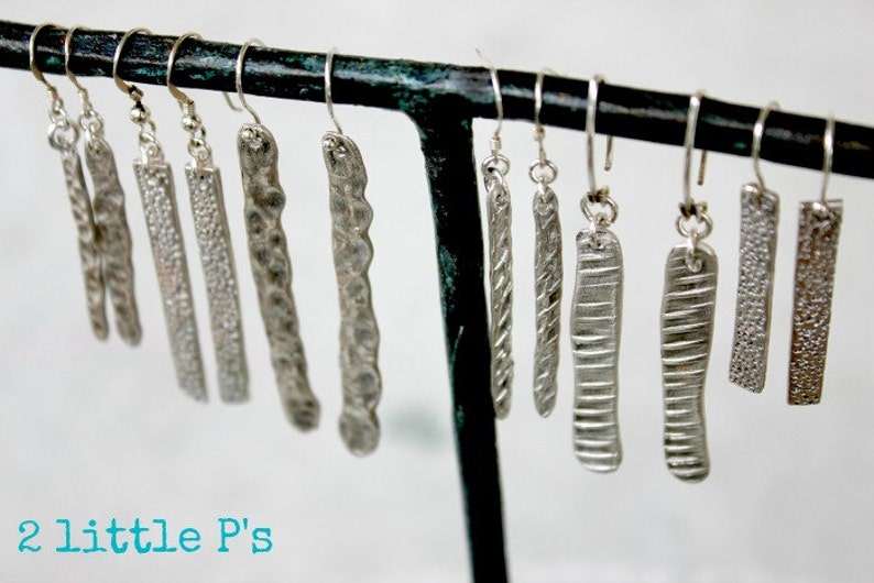 Silver Earrings, Gift for Her, Textured Earrings, Handcrafted image 4