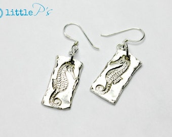 Beach Jewelry, Ocean Jewelry, Nautical Jewelry ~ Pure Fine Silver Artisan Seahorse Earrings