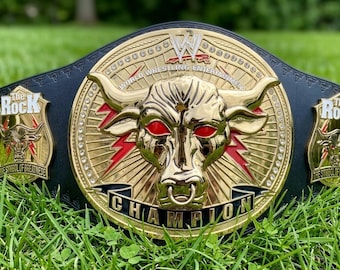 The Rock Brahma Bull Championship Wrestling Title Belt Replica
