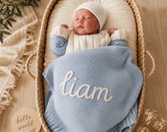 Manta personalizada para bebé con nombre, manta de punto con nombre personalizado, regalo para recién nacido, regalo para baby shower, decoración para la habitación del bebé, recuerdo para bebé