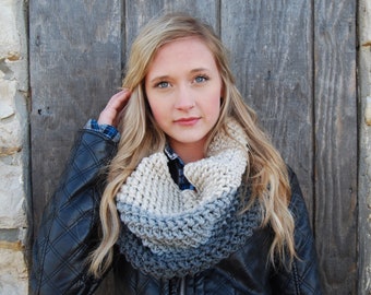 Instant Download - CROCHET COWL PATTERN Chunky Color Block Cowl