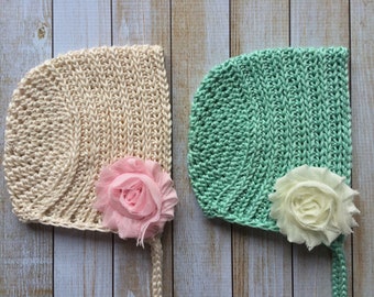 Instant Download - CROCHET BONNET PATTERN Ribbed Baby Bonnet