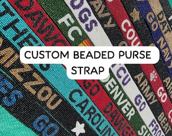Op maat gemaakte tasriem met kralen, handgemaakte boho tasriem, gepersonaliseerde crossbody vervangingsriem, schouderriem met kralen, cadeau voor haar, alumni cadeau