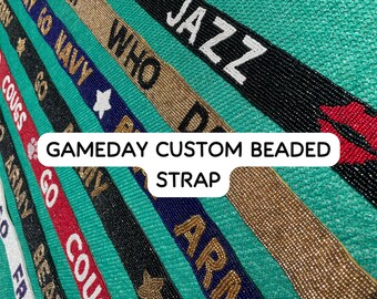 Gepersonaliseerde tasriem met kralen in de kleuren van een voetbalteam voor wedstrijddagen, handtasriem met ketting, accessoire voor een crossbodytas, stadiontas, cadeau, bruidscadeau