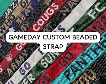 Op maat gemaakte kralen schouderband voor sporttas, gepersonaliseerde schouderband in de kleuren van een voetbalteam, verwisselbare schouderband, accessoire voor sporttas in het stadion.