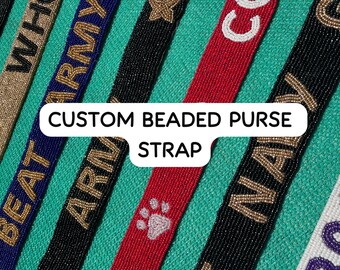 Handgemaakte schouderband met kralen, boho-stijl, gepersonaliseerde schouderband, vervangende schouderband met kralen, tasaccessoire, cadeau voor haar, cheerleadingband voor je team.