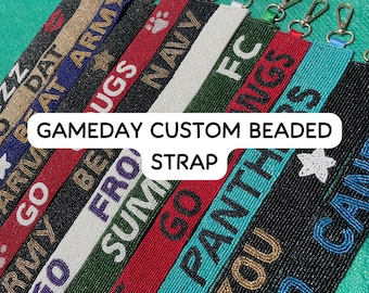 Gameday kralen schouderriem, gepersonaliseerde voetbaltasriem, crossbodyriem met universiteitsteamlogo, accessoire voor stadiontas, game day cadeau voor haar, tailgate!
