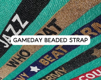 Op maat gemaakte kralen schouderband voor tas, sporttasband in de kleuren van een voetbalteam, handgemaakte gitaarband voor tas, crossbodytas, accessoire, cadeau voor haar