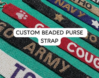 Op maat gemaakte kralen schouderband voor tas, gepersonaliseerde vervangende schouderband voor tas, boho crossbody schouderband, handgemaakte kralen tasketting cadeau voor haar, tasband voor wedstrijddagen