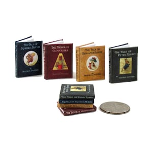 Casa delle bambole in miniatura in scala 1:12, set di 4 libri illustrati e leggibili di Beatrix Potter, accessori per casa delle bambole, storie per bambini #1