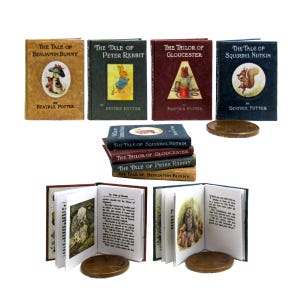 1:6 Scale Miniature Beatrix Potter Books Set 4 Pcs Illustrated Readable Children Stories #1 Playscale Books