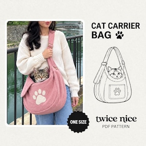 Cat Carrier Bag Sewing Pattern PDF, DIY Pet Carrier Tote, Quilted Shoulder Bag Pattern with Front Pocket and Flap