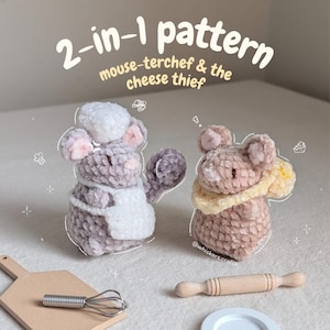2-i-1 Amigurumi Virkmönster | Muskock och Osttjuv (Digital PDF)