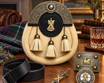 St Andrew Sporran Set, Antique Style Scottish Kilt Accessories (6-Piece)