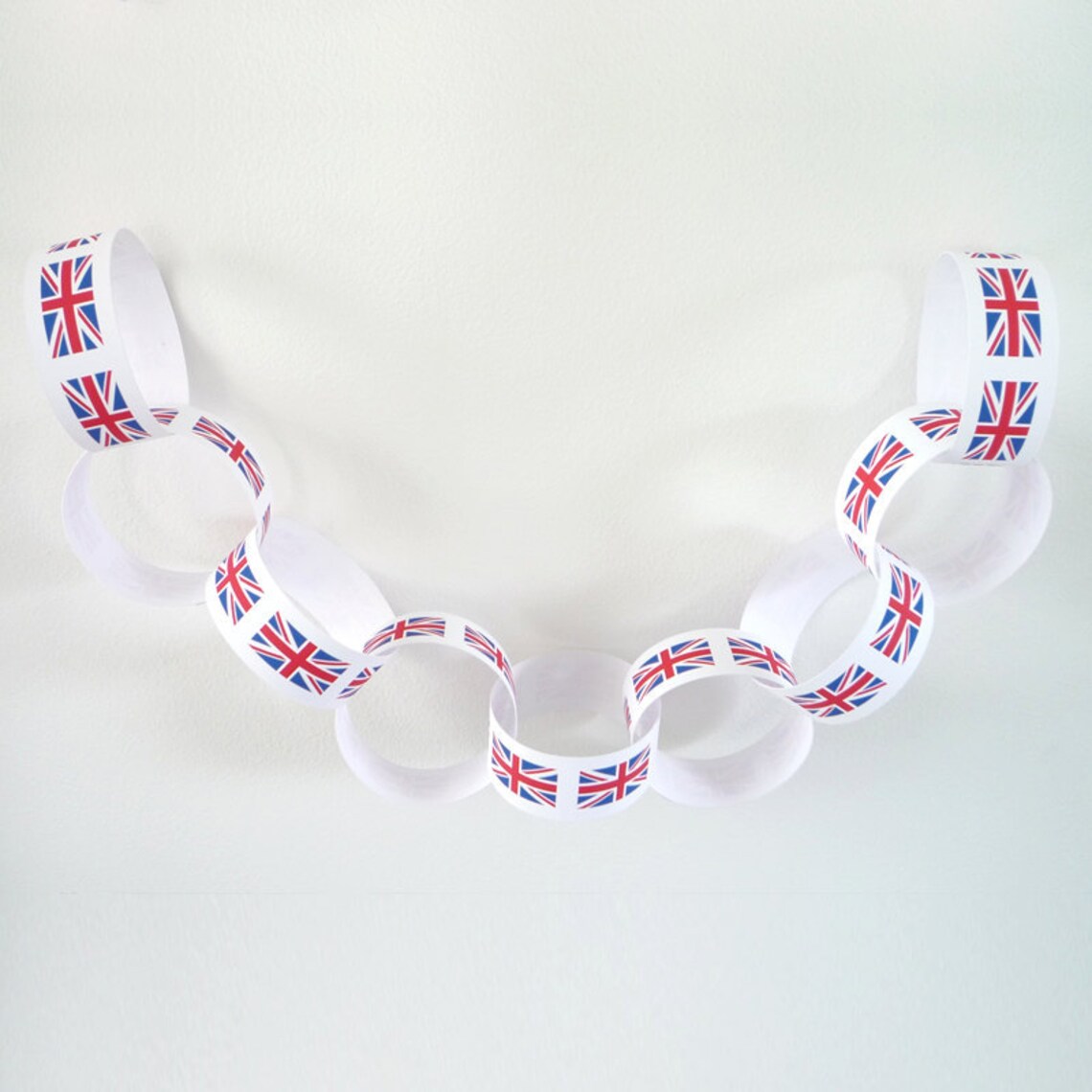 Paper Chain Garland Union Jack Flag Design Pdf Printable Party Banner