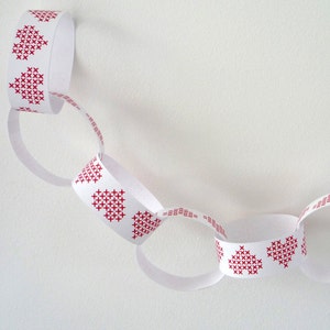 Cross Stitch paper chain garland - PDF printable party decorations