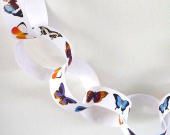 Paper chain garland butterflies design - pdf printable banner decorations