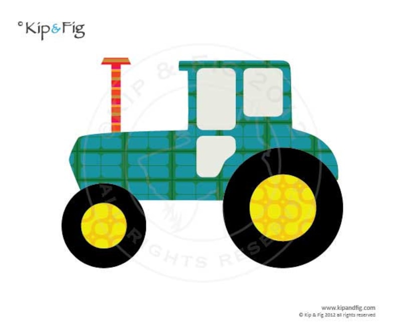 Tractor applique template PDF applique pattern image 1