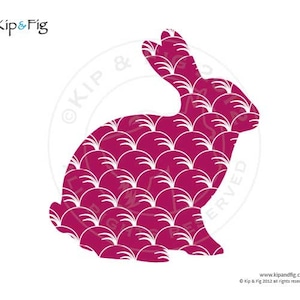Bunny rabbit sitting applique template - pdf applique pattern silhouette