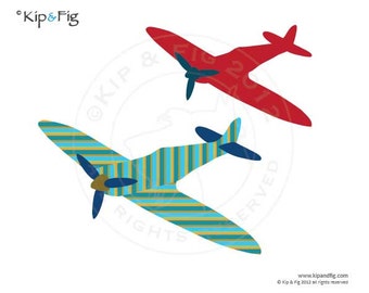 Spitfire airplane applique template - pdf applique pattern