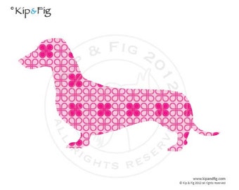 Dachshund dog applique template - PDF applique pattern