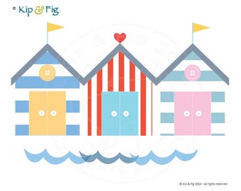 Beach Hut applique template - PDF applique pattern