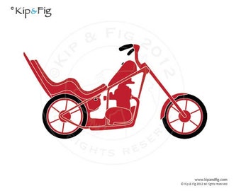 Chopper motorbike applique PDF template - applique pattern design - vintage style motorcycle