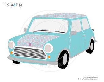 Mini classic car applique PDF template - applique pattern design