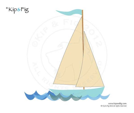 Sailing Yacht Applique Template PDF Applique Pattern | Etsy