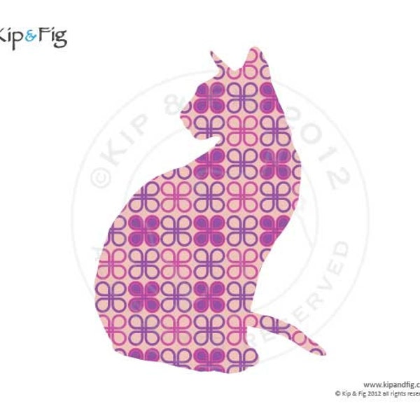 Siamese cat applique template - pdf applique pattern silhouette outline