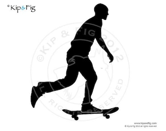 Skateboarding silhouette applique template - pdf applique pattern