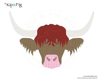 Bull horns head applique template - PDF applique pattern