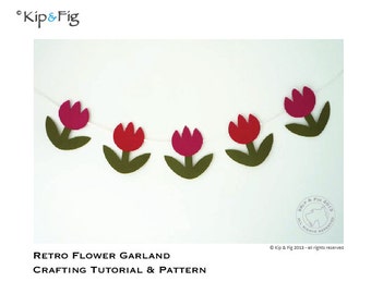 Retro Flower Garland Crafting Tutorial Pattern - no-sew!